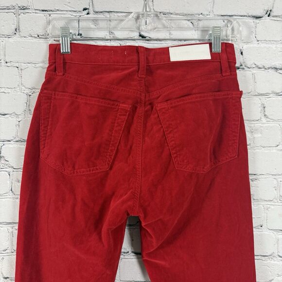 Re/Done Original Women 26 Red Velvet High Rise Ankle Crop Jeans Pants Button Fly - Picture 11 of 16